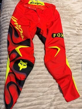 Fox Red and Neon Yellow Flame Motocross Pants